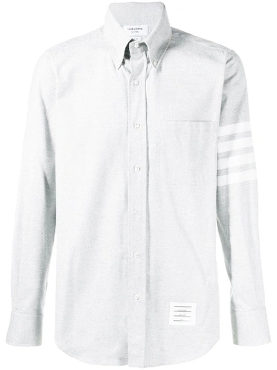 Shop Thom Browne Straight Fit 4-bar Solid Stripe Shirt Grey