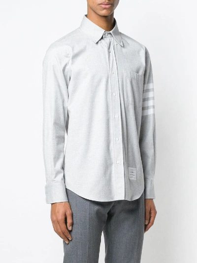 Shop Thom Browne Straight Fit 4-bar Solid Stripe Shirt Grey