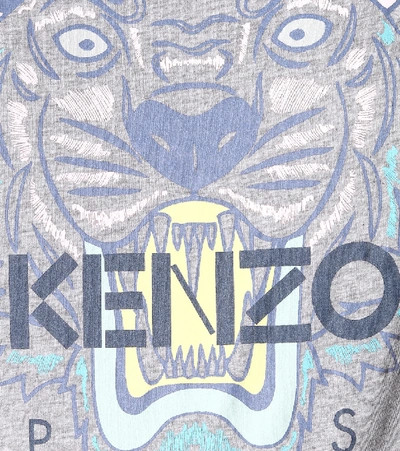Shop Kenzo Tiger Logo Cotton T-shirt In Grey