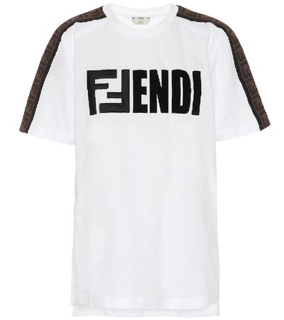 Shop Fendi Logo Cotton T-shirt In White
