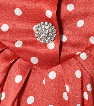 Shop Alessandra Rich Embellished Polka-dot Silk Dress In Red