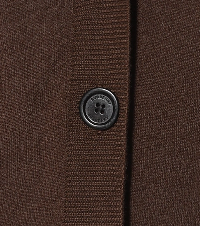 Shop Burberry Wool Cardigan In Brown