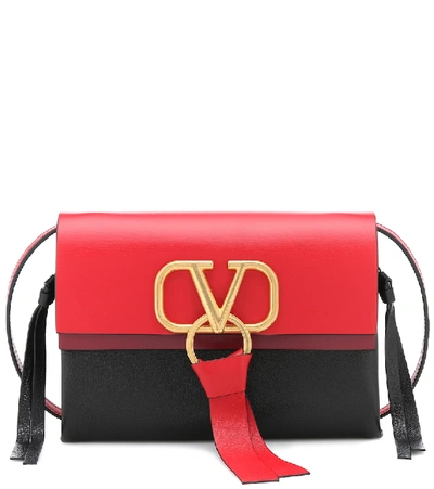 Shop Valentino Vring Small Leather Crossbody Bag In Black