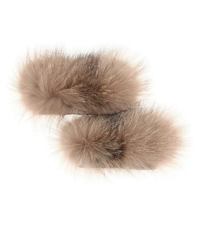 Shop Max Mara The Cube Novelaa Fur Cuffs In Brown