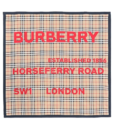 Shop Burberry Horseferry Vintage Check Silk Scarf In Beige