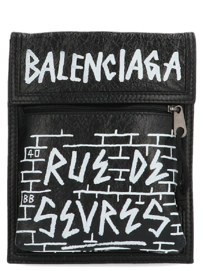 Shop Balenciaga Explorer Crossbody Bag In Black