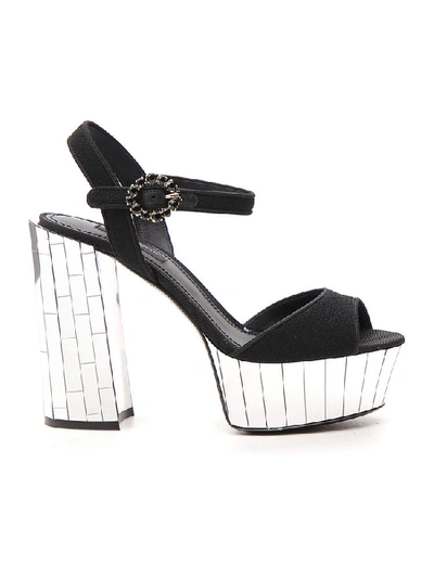 Shop Dolce & Gabbana Bellucci Buckled Mirror Platform Sandals In Black