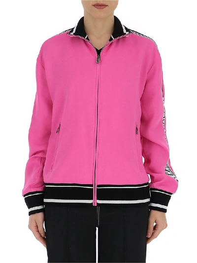 Shop Dolce & Gabbana Contrast Side Band Bomber Jacket In Pink