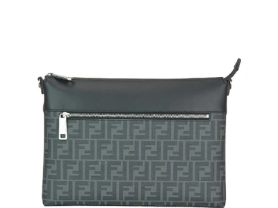 Shop Fendi Ff Monogram Slim Messenger Bag In Black