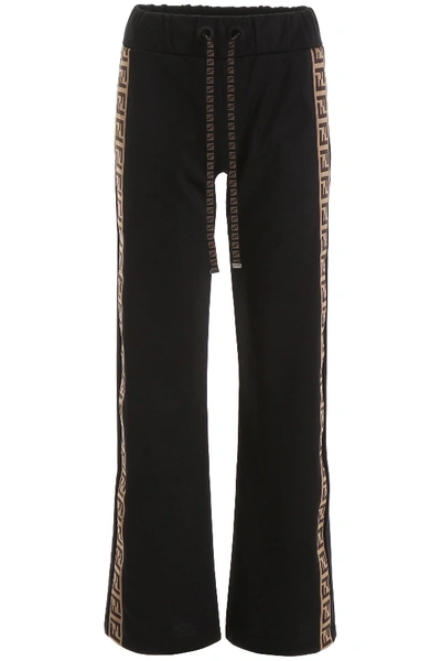 Shop Fendi Ff Panelled Wide Leg Joggers In Black