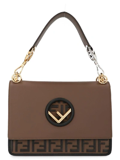 Shop Fendi Kan I F Shoulder Bag In Brown