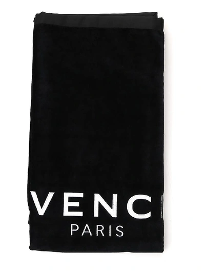 Shop Givenchy Logo Beach Towel In Black