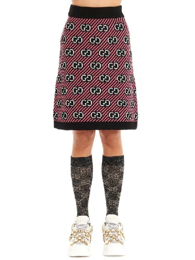 Shop Gucci Gg Stripe Jacquard Skirt In Multi