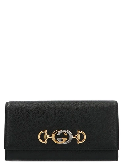Shop Gucci Zumi Continental Wallet In Black