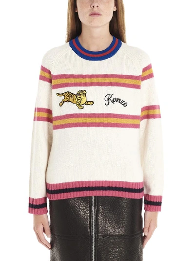 Shop Kenzo Tiger Logo Intarsia Sweater In Multi