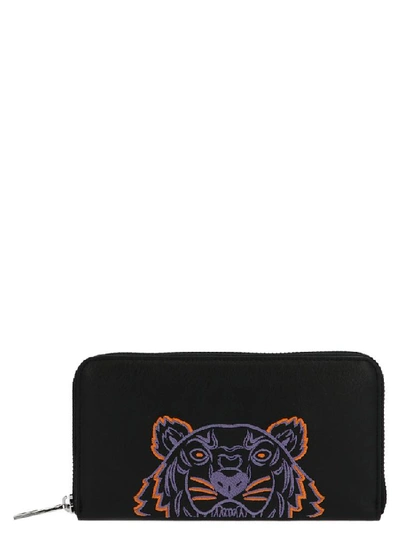 Shop Kenzo Tiger Zipped Wallet In Black