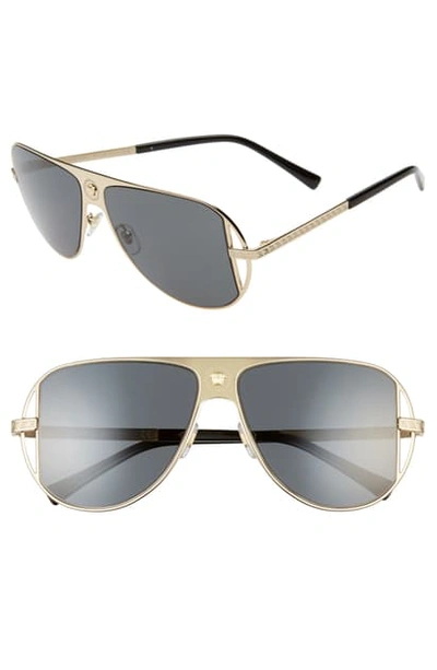 Shop Versace 57mm Aviator Sunglasses In Gold