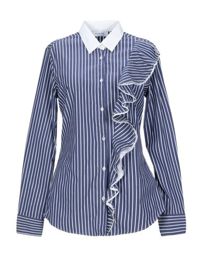 Shop Aglini Striped Shirt In Dark Blue