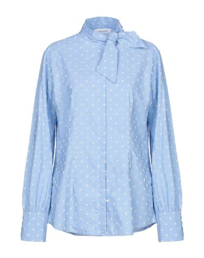 Shop Aglini Patterned Shirts & Blouses In Sky Blue