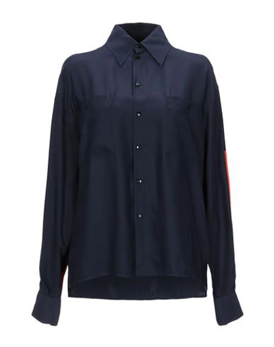 Shop Victoria Victoria Beckham Patterned Shirts & Blouses In Dark Blue