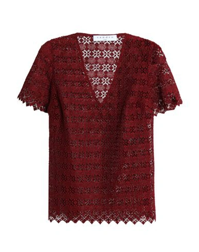 Shop Sandro Woman Blouse Burgundy Size 1 Polyester In Red