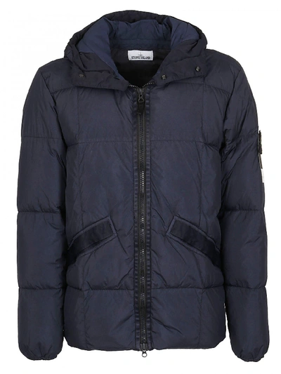 Shop Stone Island Hooded Down Jacket In Navy