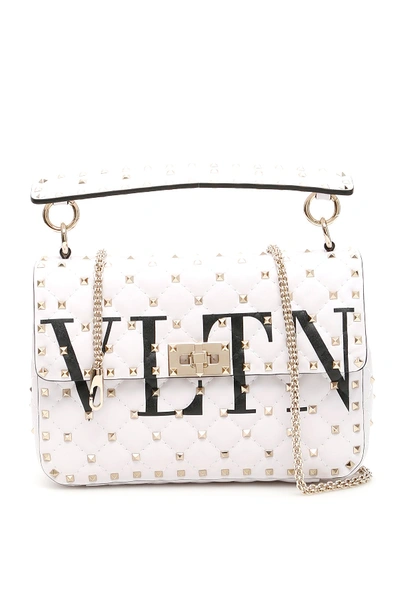 Shop Valentino Garavani Rockstud Vltn Shoulder Bag In White