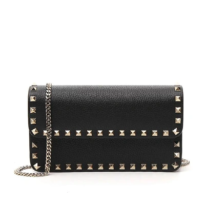 Shop Valentino Garavani Rockstud Wallet In Black