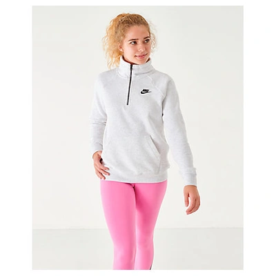 Shop Nike Women's Sportswear Essential Quarter-zip Fleece Top In Grey