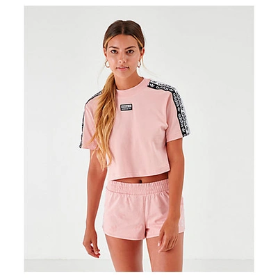 Adidas Originals Adidas Women's Originals Tape Crop T-shirt In Pink |  ModeSens