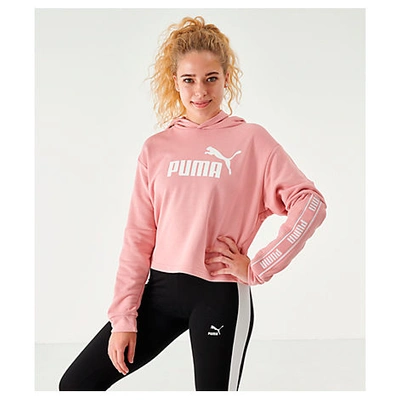 Shop Puma Women's Amplified Crop Hoodie In Pink