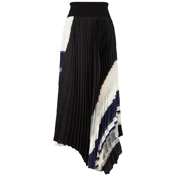 3.1 Phillip Lim Pleated Skirt With Knitted Waistband In Black | ModeSens