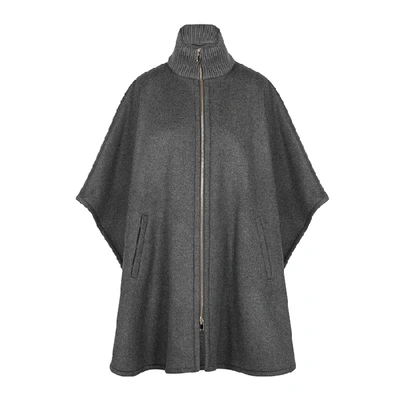 Shop Stella Mccartney Caban Grey Cape-effect Wool Coat