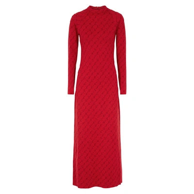 Shop Stella Mccartney Monogrammed Wool-blend Maxi Dress