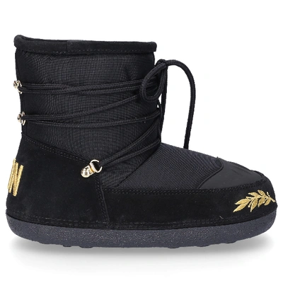 Shop Dsquared2 Snowboots Snow Boots Icon  Polyamide Suede Embroidery Logo Black Gold