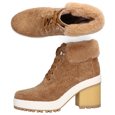 Shop Hogan Ankle Boots H475 Suede In Beige