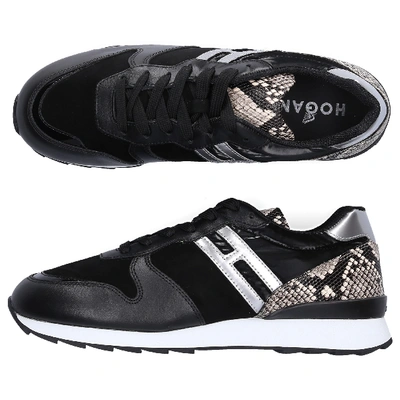 Shop Hogan Low-top Sneakers R261 Logo Print Black Grey