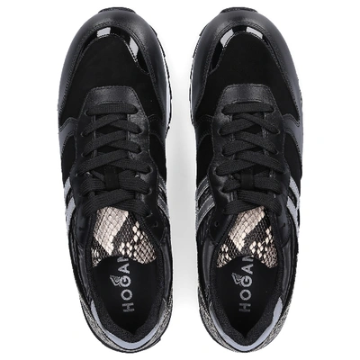 Shop Hogan Low-top Sneakers R261 Logo Print Black Grey