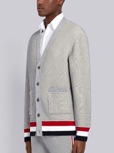 Shop Thom Browne Oversized Chunky Loopback Cardigan In Grey