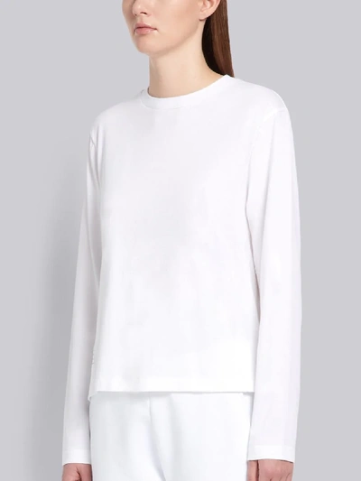 Shop Thom Browne Logo-patch Long-sleeve T-shirt In White