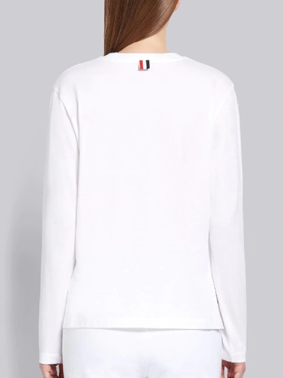 Shop Thom Browne Logo-patch Long-sleeve T-shirt In White