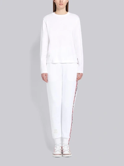 Shop Thom Browne Logo-patch Long-sleeve T-shirt In White