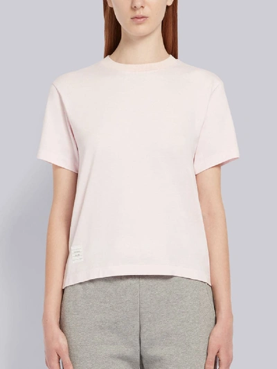 Shop Thom Browne Pink Lightweight Jersey Relaxed Fit Logo Patch Short Sleeve Tee