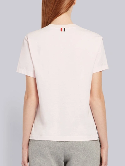 Shop Thom Browne Pink Lightweight Jersey Relaxed Fit Logo Patch Short Sleeve Tee