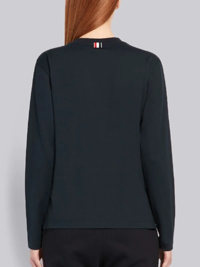 Shop Thom Browne Logo-patch Long-sleeve T-shirt In Blue