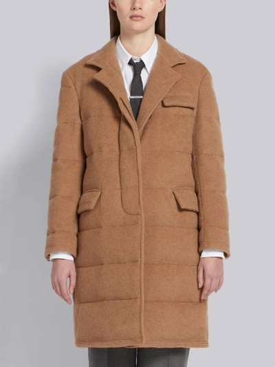 Shop Thom Browne Camel Down Filled Overcoat In Neutrals