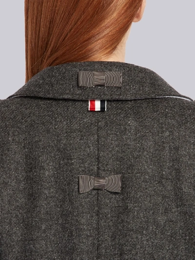 Shop Thom Browne Bow Embroidery Bal Collar Overcoat In Grey