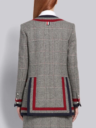 Shop Thom Browne Frame Detail Hunting Tweed Jacket In Grey