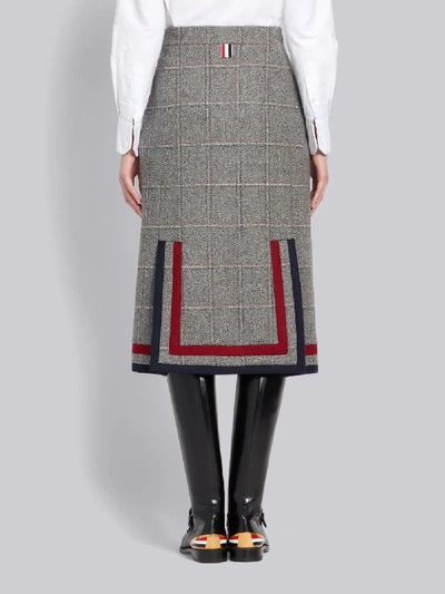 Shop Thom Browne Windowpane Tweed Pencil Skirt In Grey