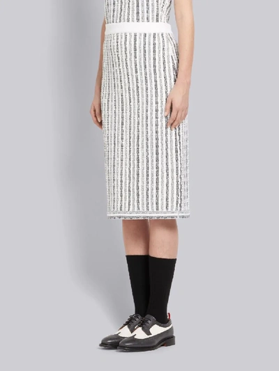 Shop Thom Browne Wide University Stripe Yarn Skirt In White